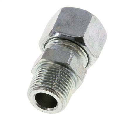 12L & R3/8'' Zink plated Steel Straight Cutting Fitting with Male Threads 315 bar ISO 8434-1 [2 Pieces]