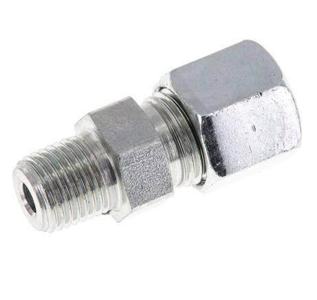 8S & R1/4'' Zink plated Steel Straight Cutting Fitting with Male Threads 630 bar ISO 8434-1 [2 Pieces]