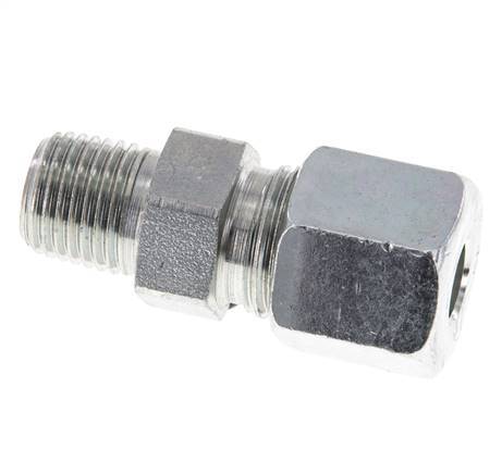 8S & R1/4'' Zink plated Steel Straight Cutting Fitting with Male Threads 630 bar ISO 8434-1 [2 Pieces]