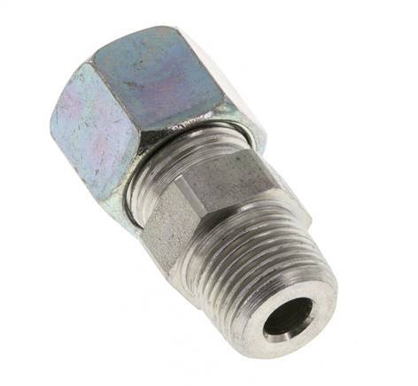 10S & R3/8'' Zink plated Steel Straight Cutting Fitting with Male Threads 630 bar ISO 8434-1 [2 Pieces]