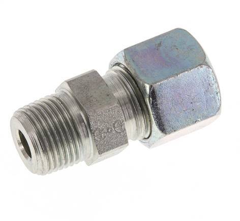 10S & R3/8'' Zink plated Steel Straight Cutting Fitting with Male Threads 630 bar ISO 8434-1 [2 Pieces]