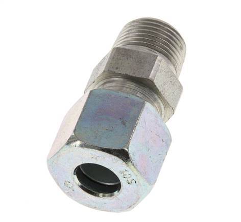 10S & R3/8'' Zink plated Steel Straight Cutting Fitting with Male Threads 630 bar ISO 8434-1 [2 Pieces]