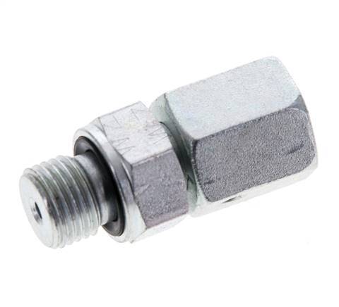 6L & M10x1 Verzinkter Stahl Gerades Drehgelenk mit Außengewinde 315 bar NBR O-Ring Dichtungskonus Einstellbar ISO 8434-1