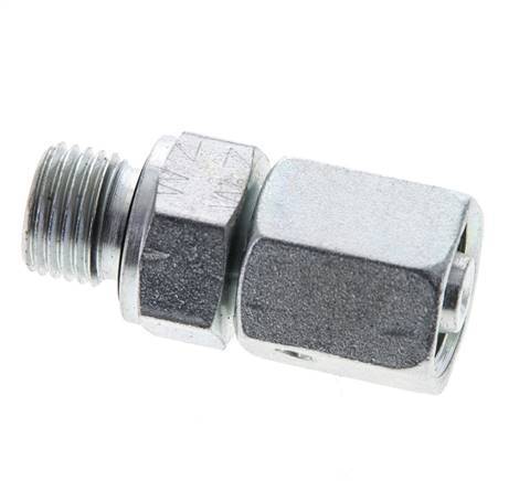 6L & M10x1 Verzinkter Stahl Gerades Drehgelenk mit Außengewinde 315 bar NBR O-Ring Dichtungskonus Einstellbar ISO 8434-1