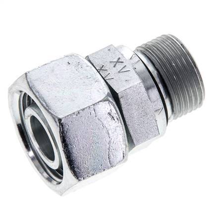 18L & M22x1,5 Verzinkter Stahl Gerades Drehgelenk mit Außengewinde 315 bar NBR O-Ring Dichtungskonus Einstellbar ISO 8434-1