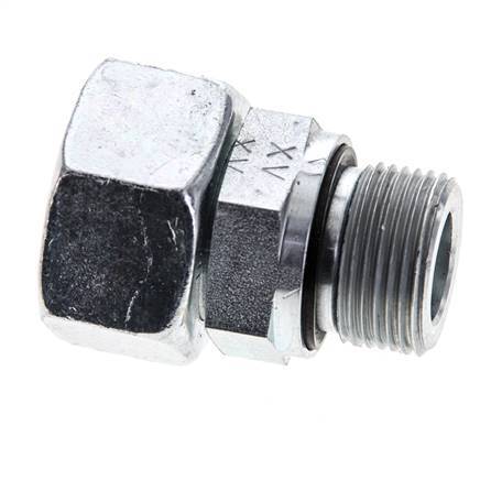 18L & M22x1,5 Verzinkter Stahl Gerades Drehgelenk mit Außengewinde 315 bar NBR O-Ring Dichtungskonus Einstellbar ISO 8434-1