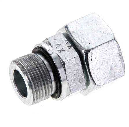 18L & M22x1,5 Verzinkter Stahl Gerades Drehgelenk mit Außengewinde 315 bar NBR O-Ring Dichtungskonus Einstellbar ISO 8434-1