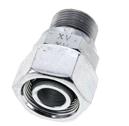 18L & M22x1,5 Verzinkter Stahl Gerades Drehgelenk mit Außengewinde 315 bar NBR O-Ring Dichtungskonus Einstellbar ISO 8434-1