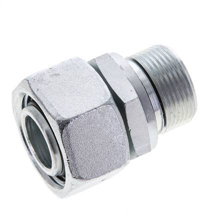 22L & M26x1,5 Verzinkter Stahl Gerade Drehgelenke mit Außengewinde 160 bar NBR O-Ring Dichtungskonus Einstellbar ISO 8434-1