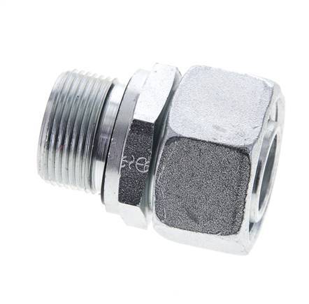 22L & M26x1,5 Verzinkter Stahl Gerade Drehgelenke mit Außengewinde 160 bar NBR O-Ring Dichtungskonus Einstellbar ISO 8434-1