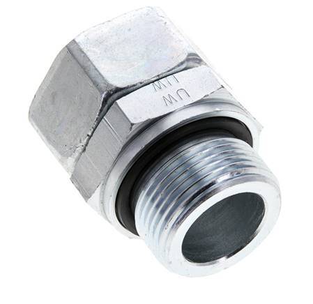 28L & M33x2 Verzinkter Stahl Gerades Drehgelenk mit Außengewinde 160 bar NBR O-Ring Dichtungskonus Einstellbar ISO 8434-1