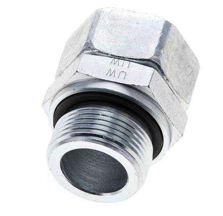 28L & M33x2 Verzinkter Stahl Gerades Drehgelenk mit Außengewinde 160 bar NBR O-Ring Dichtungskonus Einstellbar ISO 8434-1