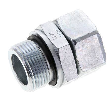 28L & M33x2 Verzinkter Stahl Gerades Drehgelenk mit Außengewinde 160 bar NBR O-Ring Dichtungskonus Einstellbar ISO 8434-1