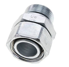 28L & M33x2 Verzinkter Stahl Gerades Drehgelenk mit Außengewinde 160 bar NBR O-Ring Dichtungskonus Einstellbar ISO 8434-1