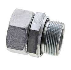 35L & M42x2 Verzinkter Stahl Gerades Drehgelenk mit Außengewinde 160 bar NBR O-Ring Dichtungskonus Einstellbar ISO 8434-1