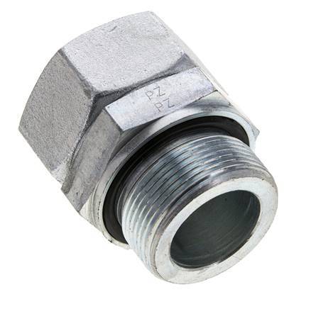 35L & M42x2 Verzinkter Stahl Gerades Drehgelenk mit Außengewinde 160 bar NBR O-Ring Dichtungskonus Einstellbar ISO 8434-1