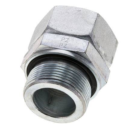 35L & M42x2 Verzinkter Stahl Gerades Drehgelenk mit Außengewinde 160 bar NBR O-Ring Dichtungskonus Einstellbar ISO 8434-1