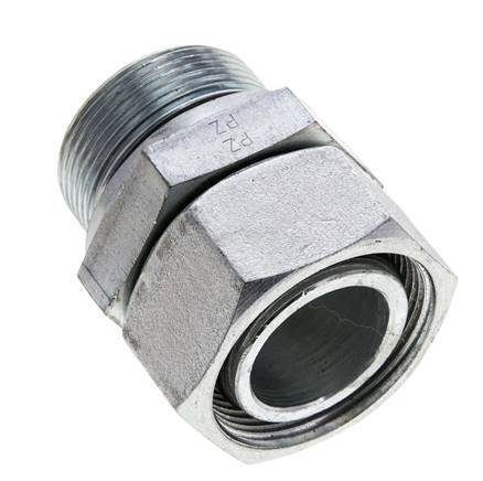 35L & M42x2 Verzinkter Stahl Gerades Drehgelenk mit Außengewinde 160 bar NBR O-Ring Dichtungskonus Einstellbar ISO 8434-1