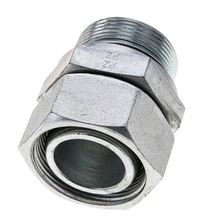 35L & M42x2 Verzinkter Stahl Gerades Drehgelenk mit Außengewinde 160 bar NBR O-Ring Dichtungskonus Einstellbar ISO 8434-1