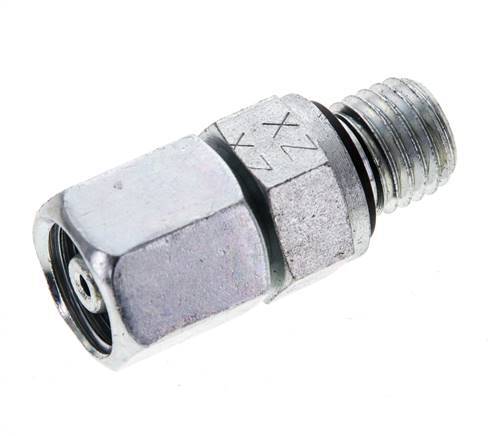 6S & M12x1,5 Verzinkter Stahl Gerades Drehgelenk mit Außengewinde 630 bar NBR O-Ring Dichtungskonus Einstellbar ISO 8434-1