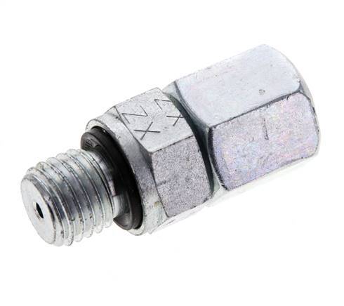 6S & M12x1,5 Verzinkter Stahl Gerades Drehgelenk mit Außengewinde 630 bar NBR O-Ring Dichtungskonus Einstellbar ISO 8434-1