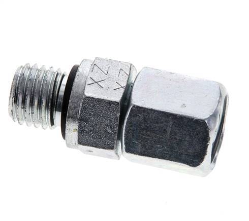 6S & M12x1,5 Verzinkter Stahl Gerades Drehgelenk mit Außengewinde 630 bar NBR O-Ring Dichtungskonus Einstellbar ISO 8434-1