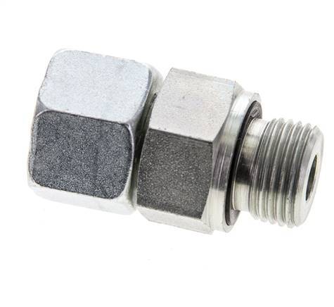 12S & M18x1,5 Verzinkter Stahl Gerades Drehgelenk mit Außengewinde 630 bar NBR O-Ring Dichtungskonus Einstellbar ISO 8434-1