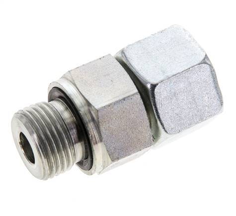 12S & M18x1,5 Verzinkter Stahl Gerades Drehgelenk mit Außengewinde 630 bar NBR O-Ring Dichtungskonus Einstellbar ISO 8434-1