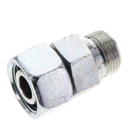 20S & M27x2 Verzinkter Stahl Gerades Drehgelenk mit Außengewinde 400 bar NBR O-Ring Dichtungskonus Einstellbar ISO 8434-1