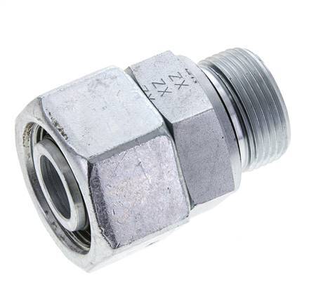 25S & M33x2 Verzinkter Stahl Gerades Drehgelenk mit Außengewinde 400 bar NBR O-Ring Dichtungskonus Einstellbar ISO 8434-1
