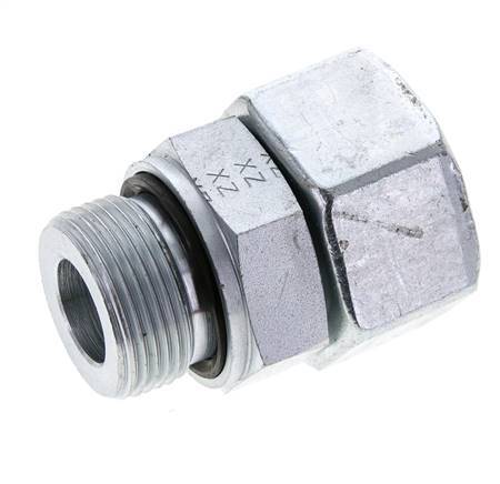 25S & M33x2 Verzinkter Stahl Gerades Drehgelenk mit Außengewinde 400 bar NBR O-Ring Dichtungskonus Einstellbar ISO 8434-1