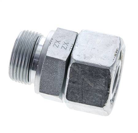 25S & M33x2 Verzinkter Stahl Gerades Drehgelenk mit Außengewinde 400 bar NBR O-Ring Dichtungskonus Einstellbar ISO 8434-1