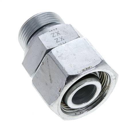 25S & M33x2 Verzinkter Stahl Gerades Drehgelenk mit Außengewinde 400 bar NBR O-Ring Dichtungskonus Einstellbar ISO 8434-1