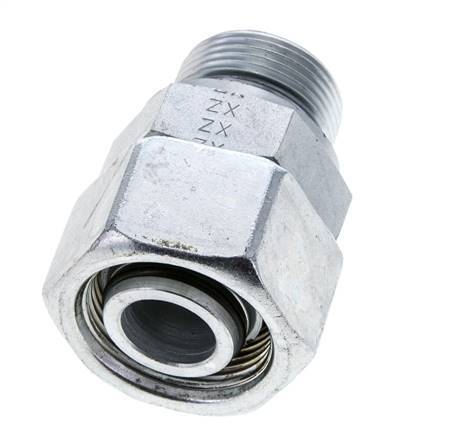 25S & M33x2 Verzinkter Stahl Gerades Drehgelenk mit Außengewinde 400 bar NBR O-Ring Dichtungskonus Einstellbar ISO 8434-1