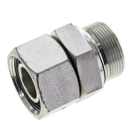 30S & M42x2 Verzinkter Stahl Gerades Drehgelenk mit Außengewinde 400 bar NBR O-Ring Dichtungskonus Einstellbar ISO 8434-1