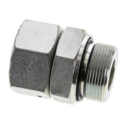 30S & M42x2 Verzinkter Stahl Gerades Drehgelenk mit Außengewinde 400 bar NBR O-Ring Dichtungskonus Einstellbar ISO 8434-1