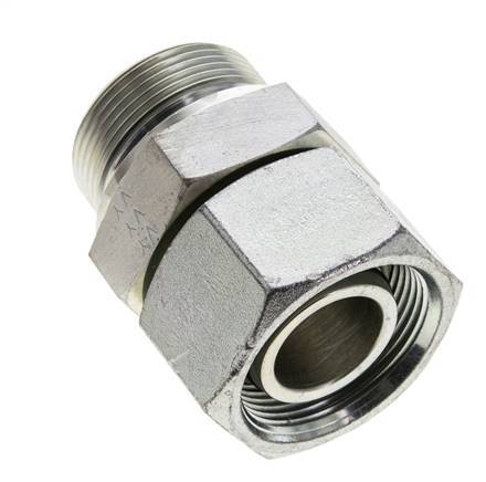 30S & M42x2 Verzinkter Stahl Gerades Drehgelenk mit Außengewinde 400 bar NBR O-Ring Dichtungskonus Einstellbar ISO 8434-1