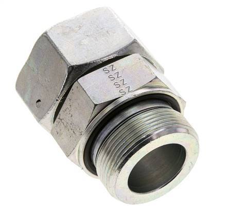 38S & M48x2 Verzinkter Stahl Gerades Drehgelenk mit Außengewinde 315 bar NBR O-Ring Dichtungskonus Einstellbar ISO 8434-1