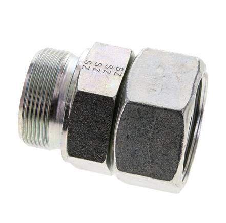 38S & M48x2 Verzinkter Stahl Gerades Drehgelenk mit Außengewinde 315 bar NBR O-Ring Dichtungskonus Einstellbar ISO 8434-1