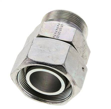 38S & M48x2 Verzinkter Stahl Gerades Drehgelenk mit Außengewinde 315 bar NBR O-Ring Dichtungskonus Einstellbar ISO 8434-1