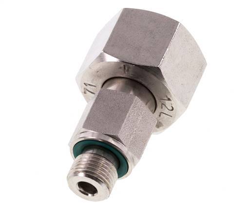12L & G1/8'' Edelstahl Drehgelenk gerade mit Außengewinde 315 bar FKM Einstellbar ISO 8434-1