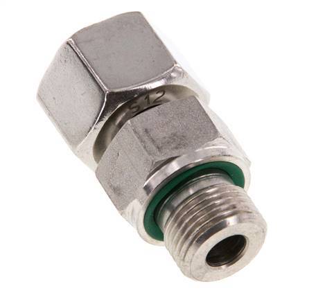 12S & G3/8'' Edelstahl-Drehgelenk gerade mit Außengewinde 630 bar FKM Einstellbar ISO 8434-1