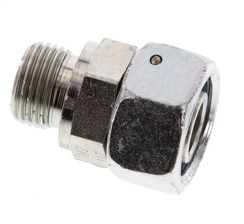 18L & G1/2'' Verzinkter Stahl Gerades Drehgelenk mit Außengewinde 315 bar NBR O-Ring Dichtungskonus Einstellbar ISO 8434-1