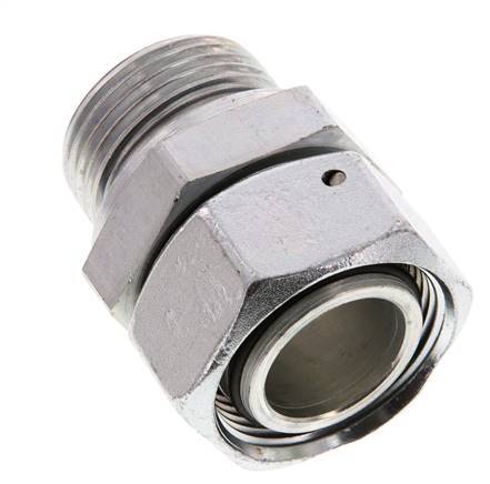 28L & G1'' Verzinkter Stahl Gerades Drehgelenk mit Außengewinde 160 bar NBR O-Ring Dichtungskonus Einstellbar ISO 8434-1