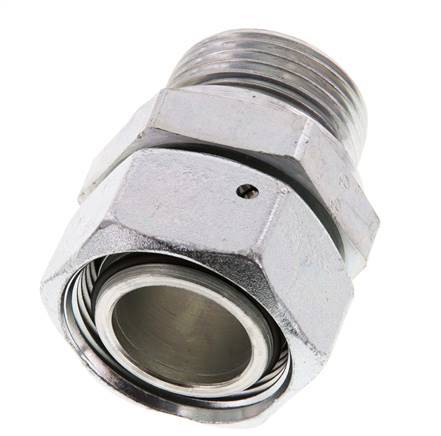 28L & G1'' Verzinkter Stahl Gerades Drehgelenk mit Außengewinde 160 bar NBR O-Ring Dichtungskonus Einstellbar ISO 8434-1