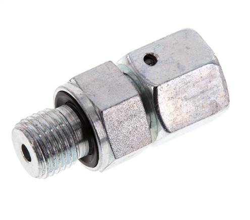 8S & G1/4'' Verzinkter Stahl Gerades Drehgelenk mit Außengewinde 630 bar NBR O-Ring Dichtungskonus Einstellbar ISO 8434-1