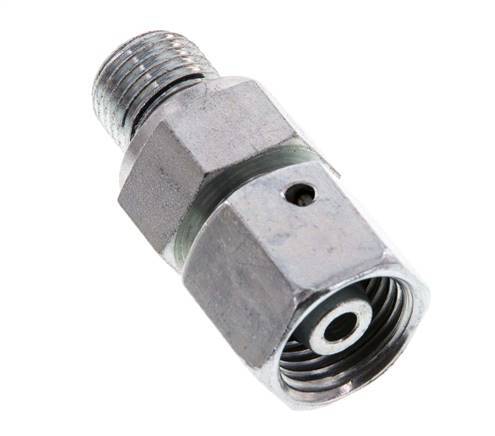 8S & G1/4'' Verzinkter Stahl Gerades Drehgelenk mit Außengewinde 630 bar NBR O-Ring Dichtungskonus Einstellbar ISO 8434-1