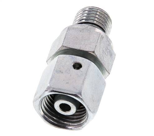 8S & G1/4'' Verzinkter Stahl Gerades Drehgelenk mit Außengewinde 630 bar NBR O-Ring Dichtungskonus Einstellbar ISO 8434-1
