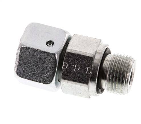 12S & G3/8'' Verzinkter Stahl Gerades Drehgelenk mit Außengewinde 630 bar NBR O-Ring Dichtungskonus Einstellbar ISO 8434-1