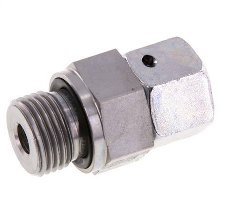 12S & G1/2'' Verzinkter Stahl Gerades Drehgelenk mit Außengewinde 630 bar NBR O-Ring Dichtungskonus Einstellbar ISO 8434-1